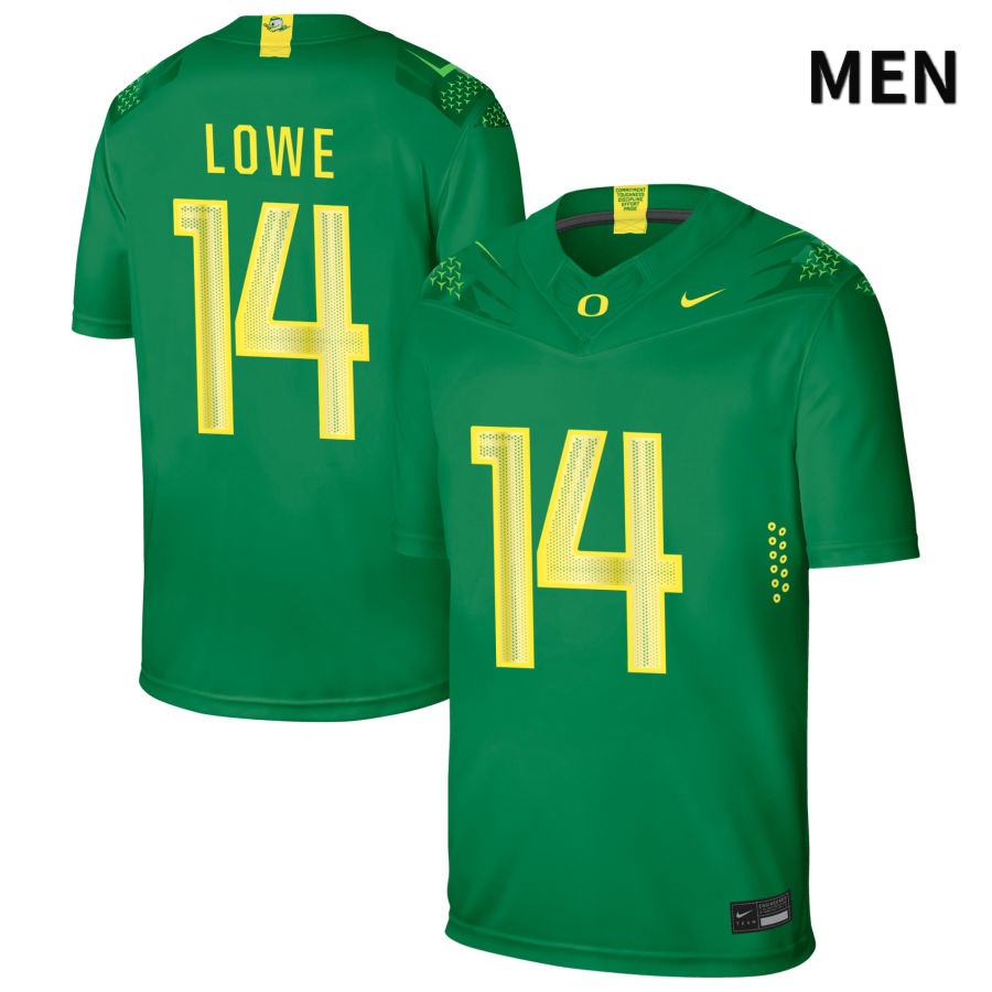 Oregon Ducks Men's #14 Justius Lowe Football College Authentic Green NIL 2022 Nike Jersey IXN21O0D